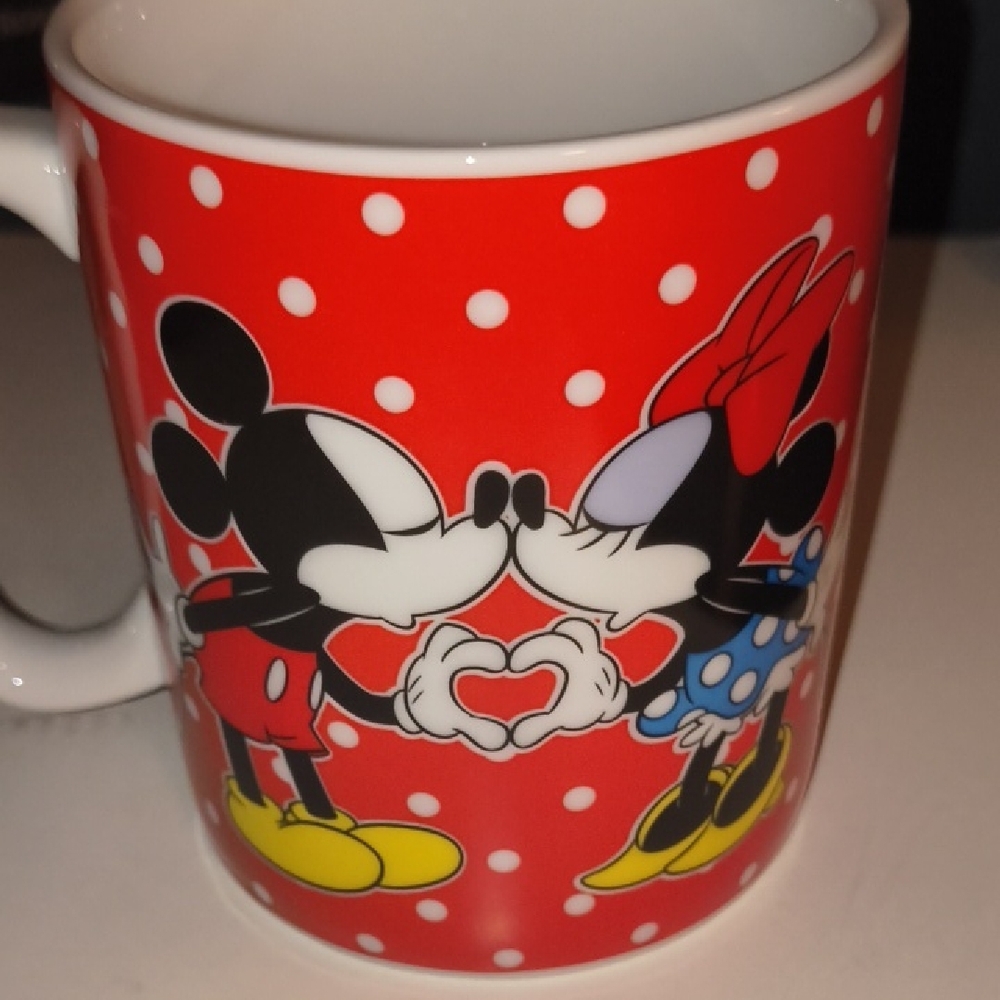 Disney Red Polka Dot Mug with Mickey and Minnie